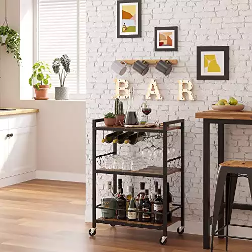 Cocktail Bar Cart, Serving Cart for Home