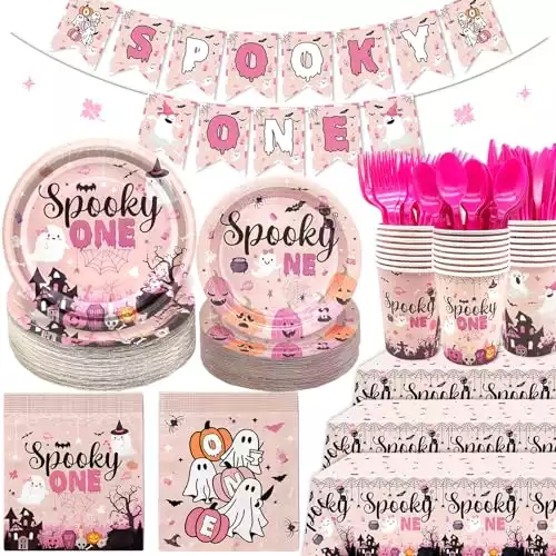 Pink Spooky One First Birthday Party Decorations