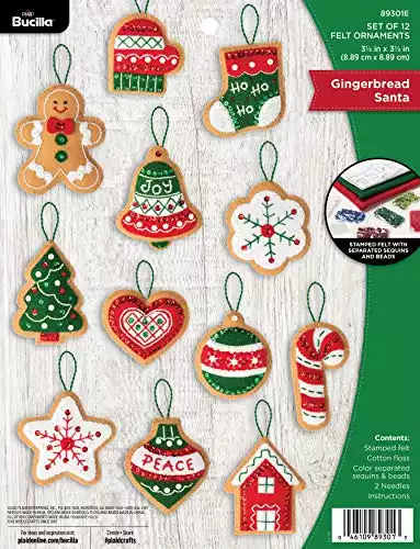 Bucilla Felt Applique 12 Piece Ornament Making Kit