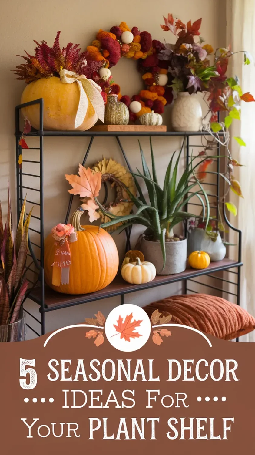 Give your plant shelf a festive touch with these seasonal decor ideas! From fall foliage to holiday accents, these tips will keep your greenery stylish year-round. ?? #SeasonalDecor #PlantShelfIdeas #HomeDecorInspo #IndoorPlants #StylishSpaces