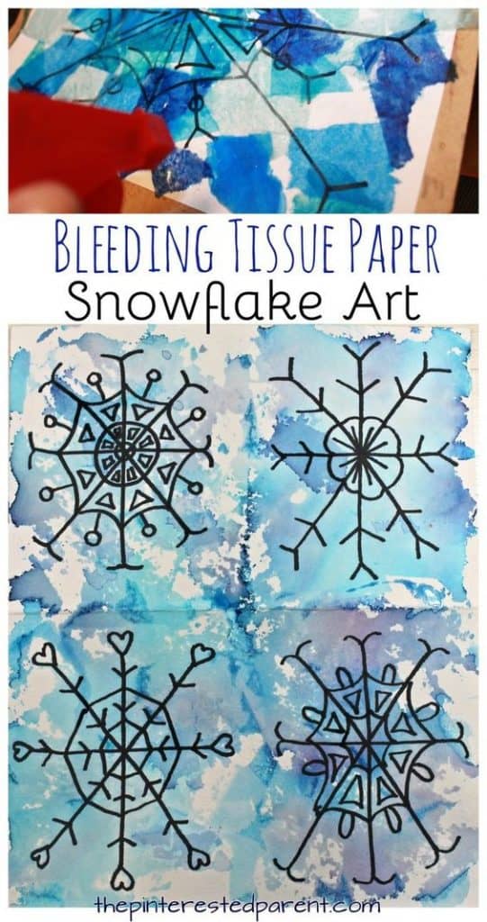 These tissue paper snowflakes are BEAUTIFUL! What a FABULOUS Christmas craft idea for the kids!