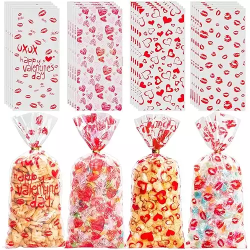 100 Pieces Valentine's Day Cellophane Bags