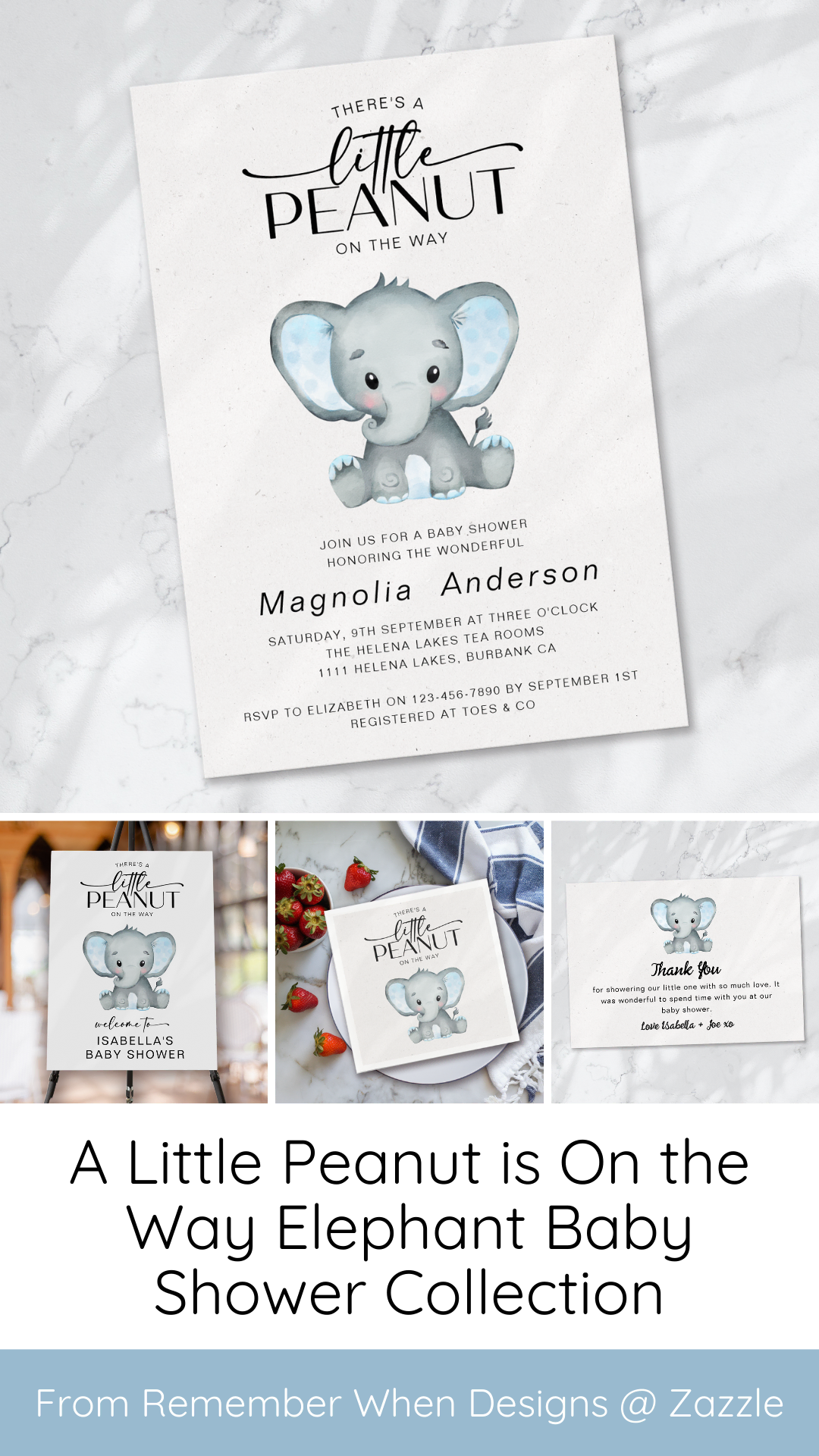 A Little Peanut is on the Way! Adorable Elephant-Themed Baby Shower for a Baby Boy