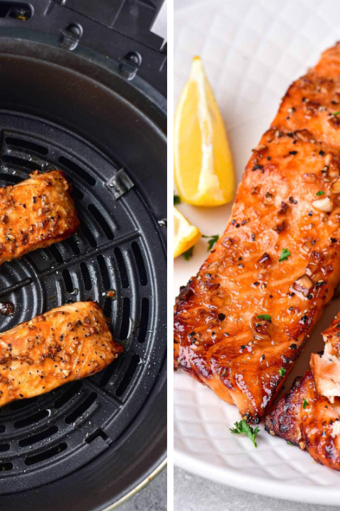 Serving up some serious deliciousness tonight with this honey garlic salmon ??✨ Easy, elegant, and oh-so-yummy! #Foodie #AirFryerMagic #DinnerGoals
