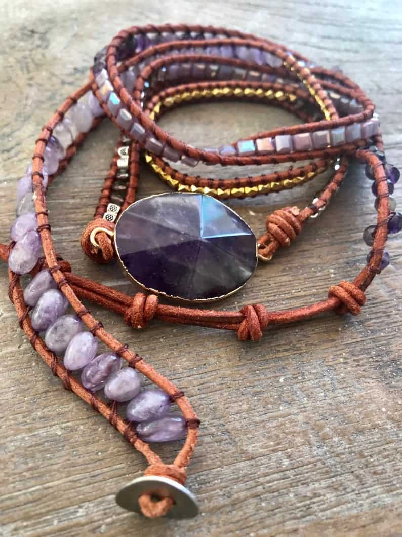 Unique gift Beautiful turquoise plaited bracelet Birthstone Sagittarius. Handmade Wrapped in antique copper