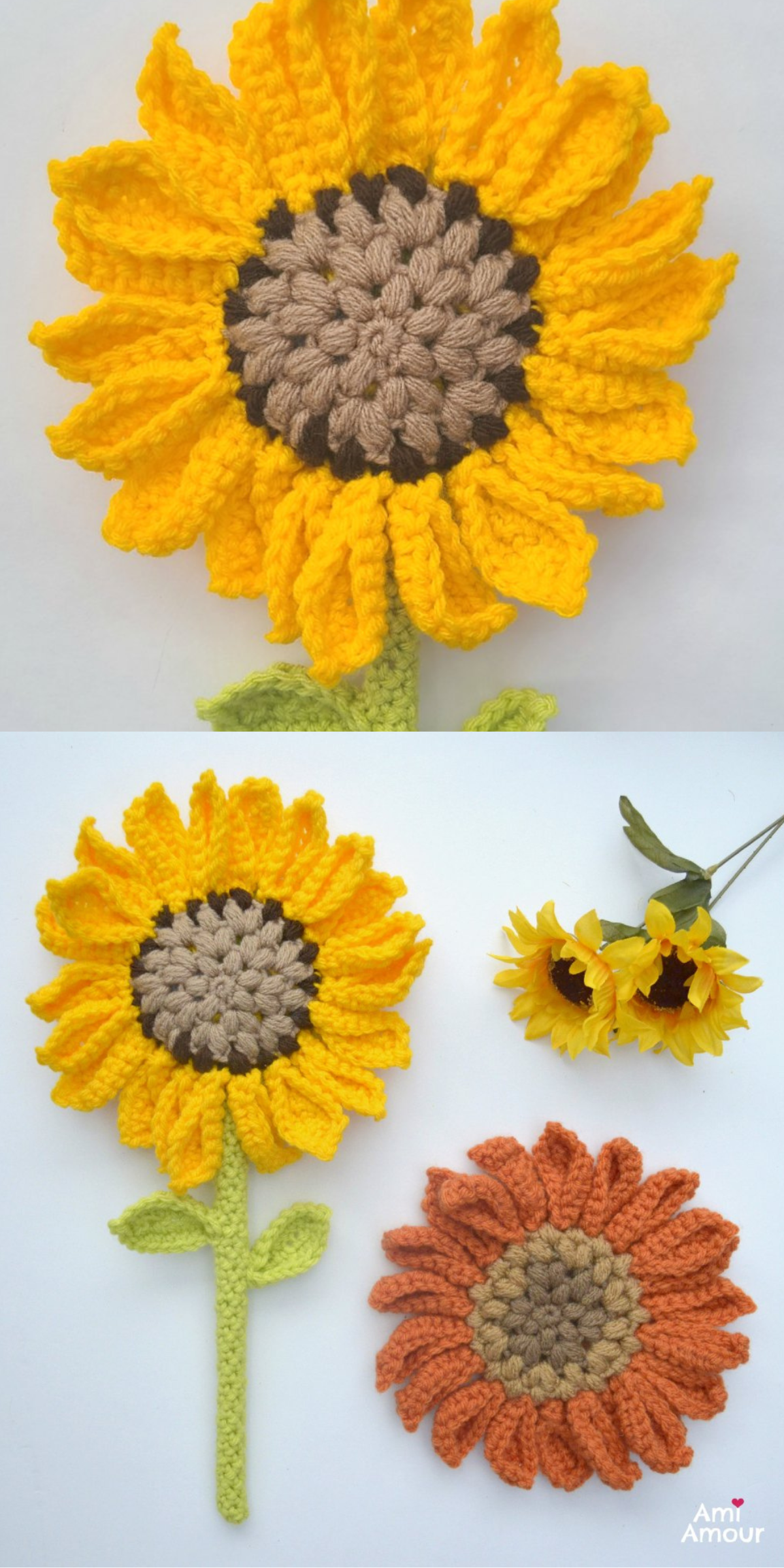 Bring some brightness to your desk or home with this adorable amigurumi sunflower! It’s small, sweet, and makes a great fairy wand.