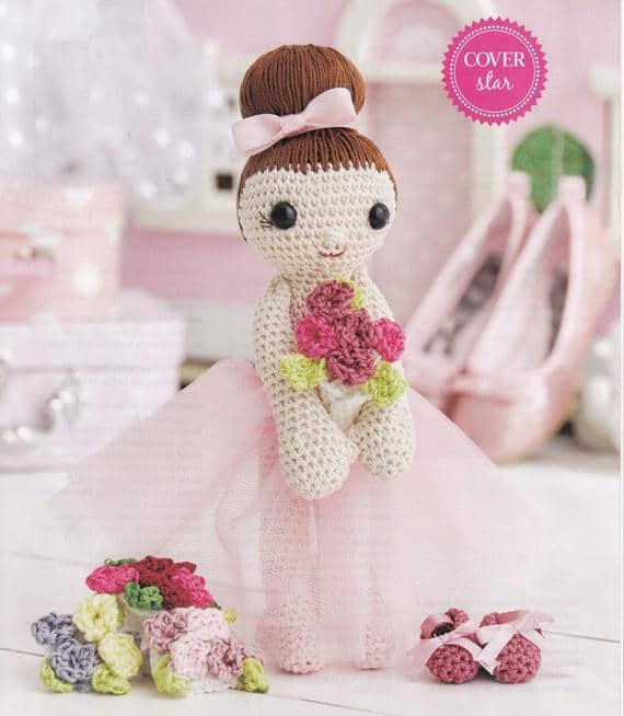 Amigurumi Ballerina with Flowers and Ballet Pumps