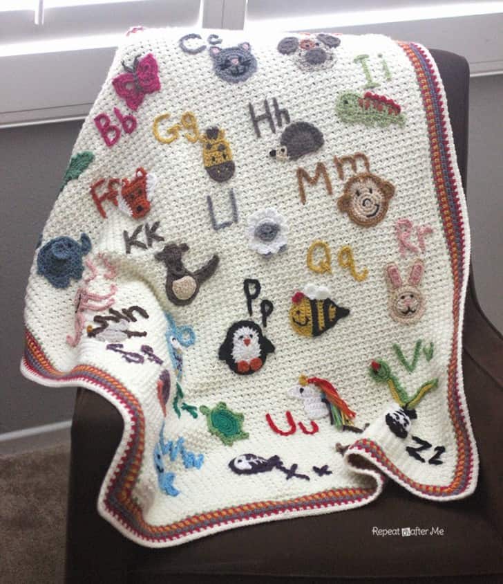 Animal Alphabet Applique Baby Blanket Crochet Pattern