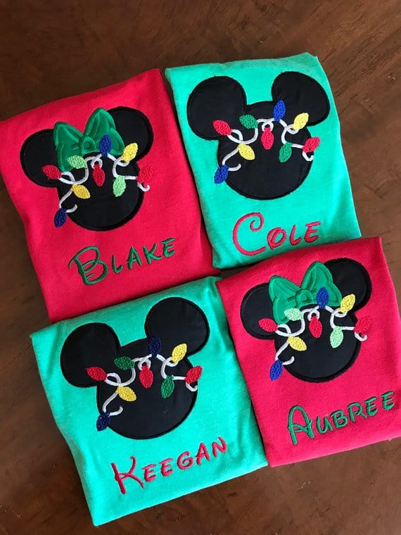 Applique Embroidered Disney Shirts Christmas