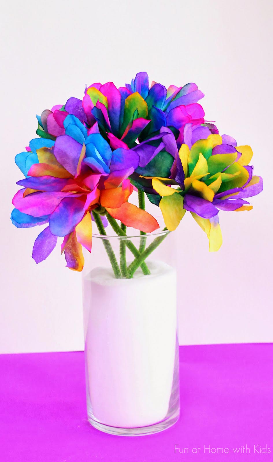Vibrantly Colored Coffee Filter Flowers
