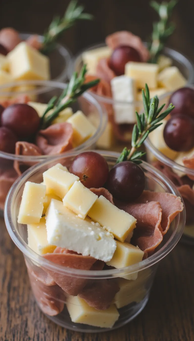 These charcuterie cups are the ultimate grab-and-go Thanksgiving appetizer — make ahead and serve!