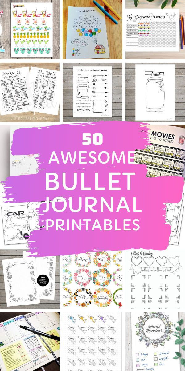 50 Awesome Bullet Journal Printables {You can still be creative when ...