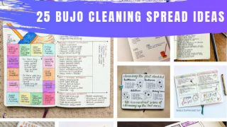 So many great BUJO cleaning spread ideas for weekly, monthly, and yearly chores! #bulletjournal #bujo #cleaning