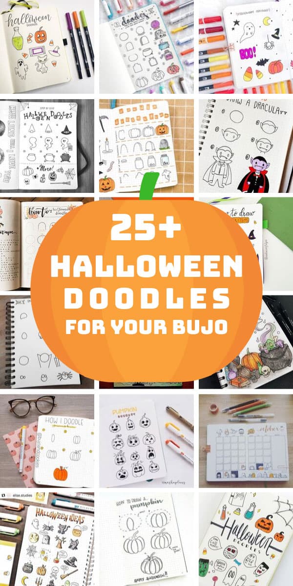 Loving these Halloween Doodles for my BUJO - and they have how to draw videos too! #halloween #bulletjournal