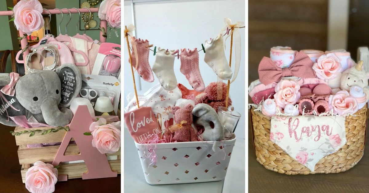 Looking for the perfect gift for a baby girl? This gift basket is full of charming and practical items that every new parent will love. From soft onesies to adorable accessories, discover ideas that will make your gift stand out! 🌸 #BabyShowerGift #GiftBasketIdeas