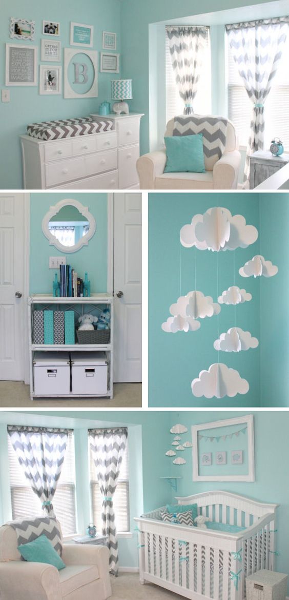 Aqua and grey chevron nursery