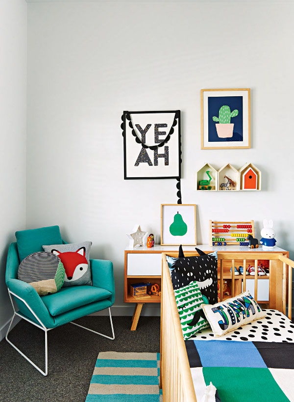 Bright colours brighten up a small space