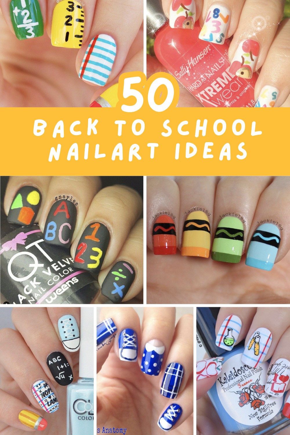 Get ready for school with these adorable nail designs! Perfect for teachers and students, these ideas will make you stand out in class. 📚💅 #BackToSchoolNails #NailArt