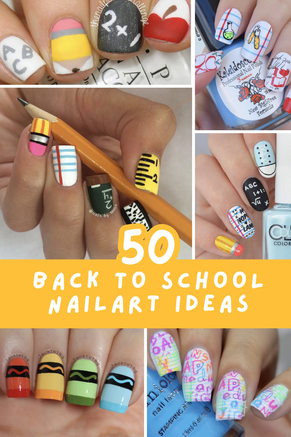 Time to plan your back to school nails! Check out these cute and creative nail ideas that will inspire both teachers and students. 🎨✨ #NailInspiration #SchoolVibes