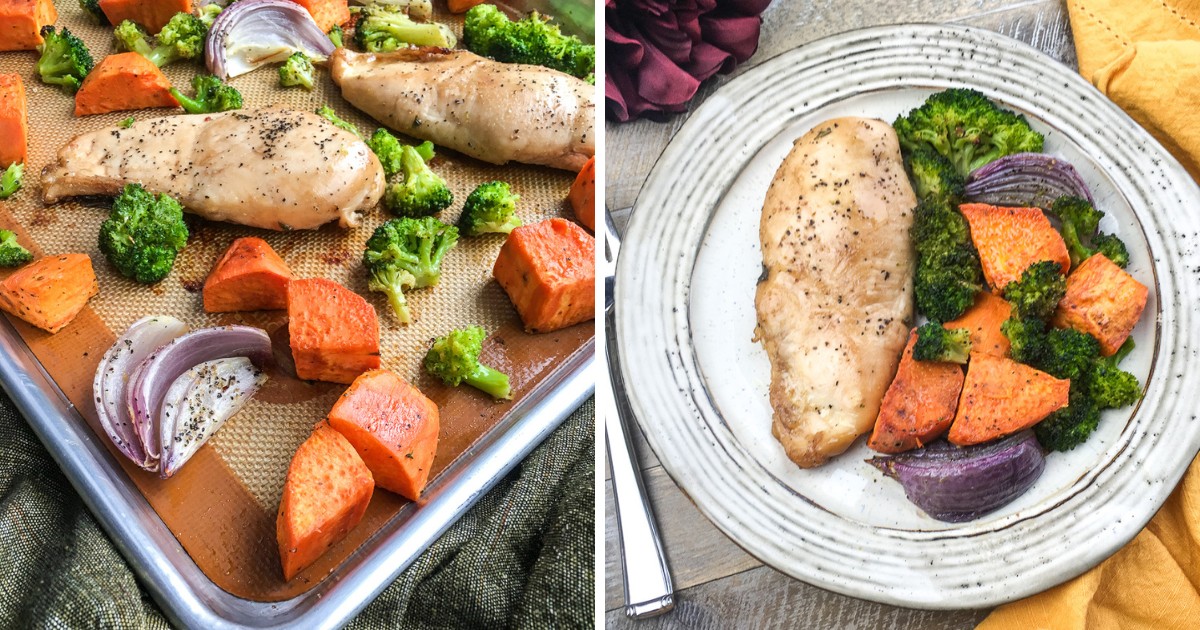 🍽️ Looking for a quick, delicious, and healthy dinner? Try our Balsamic Chicken Breasts with Roasted Sweet Potatoes and Broccoli! 🥦🍠 This gluten-free, sheet pan meal is perfect for busy midweek dinners. Let the chicken marinate overnight for max flavor, or just 30 mins if you're in a hurry. So easy and so tasty! 🌟 #HealthyEating #WeeknightMeals #SheetPanDinner