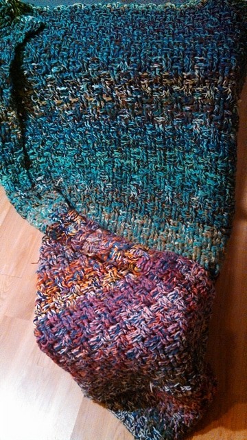 Basketweave Scrap Yarn Blanket