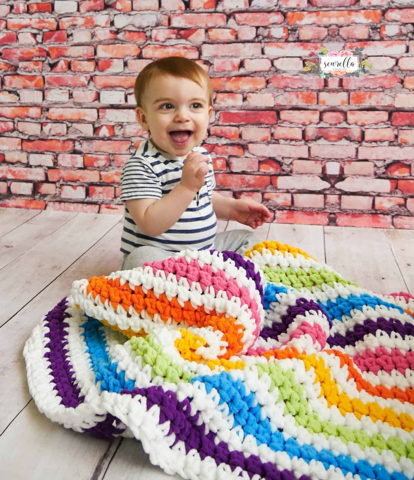 Beginner Stripe Rainbow Baby Blanket Crochet Pattern