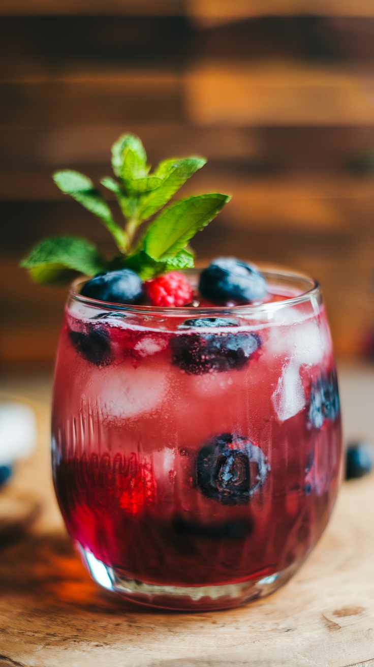 The Berry Hibiscus Cooler is as refreshing as it sounds!  This drink is perfect for summer days and outdoor gatherings. The bright colors of the berries, like raspberries and blueberries invite you to take a sip.