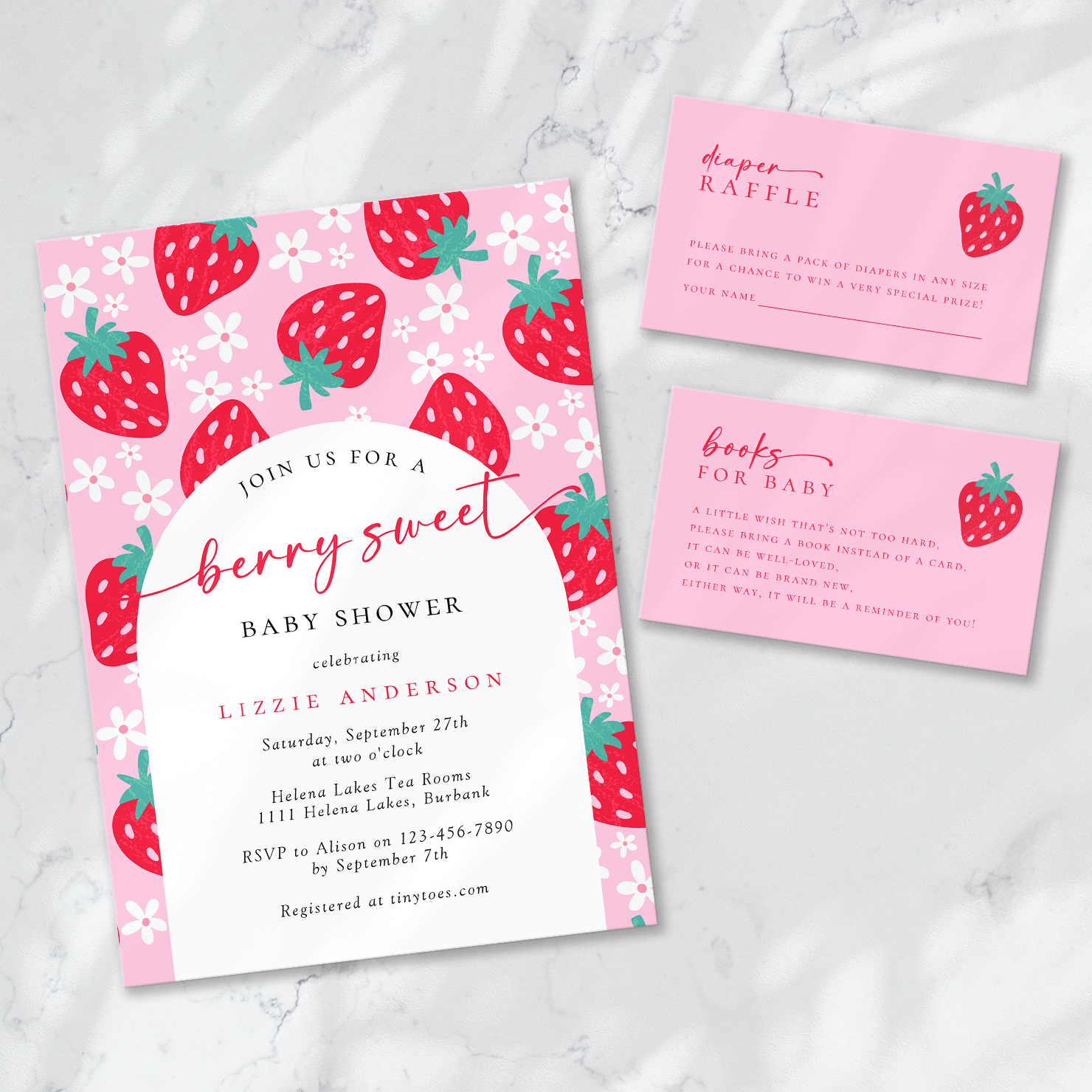 Berry Sweet Baby Shower stationery you can personalize