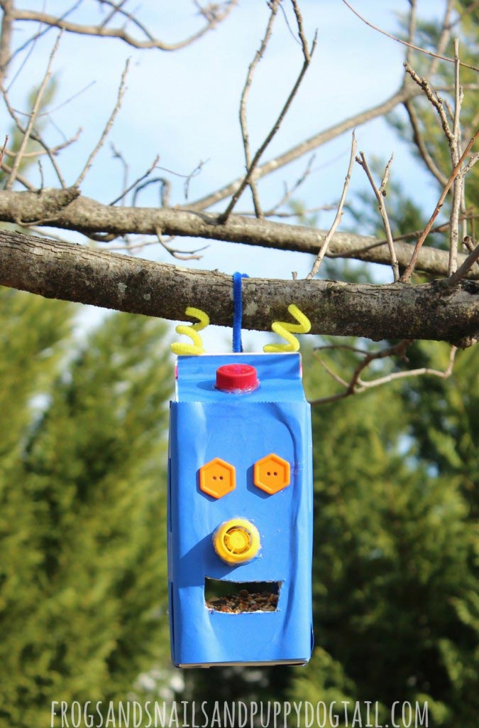 Robot Juice Carton Bird Feeder