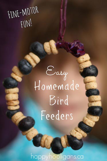 Bird Feeders with Cheerios and Blueberries