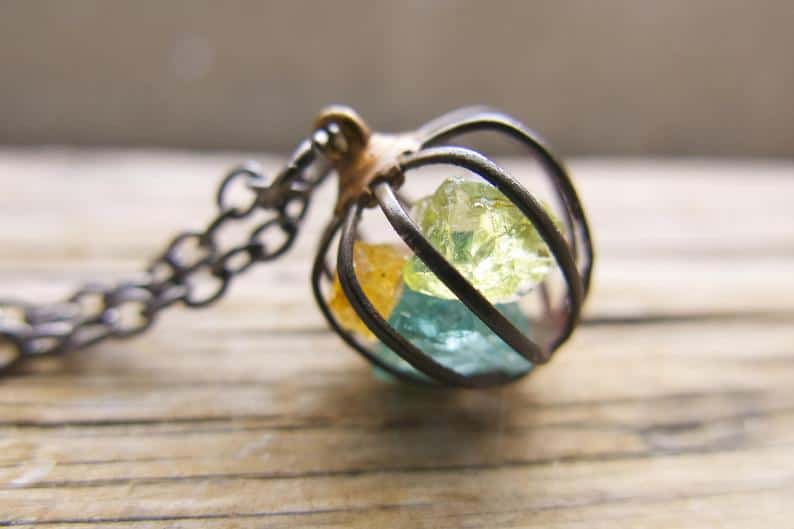 Personalized Birthstone Cage Pendant