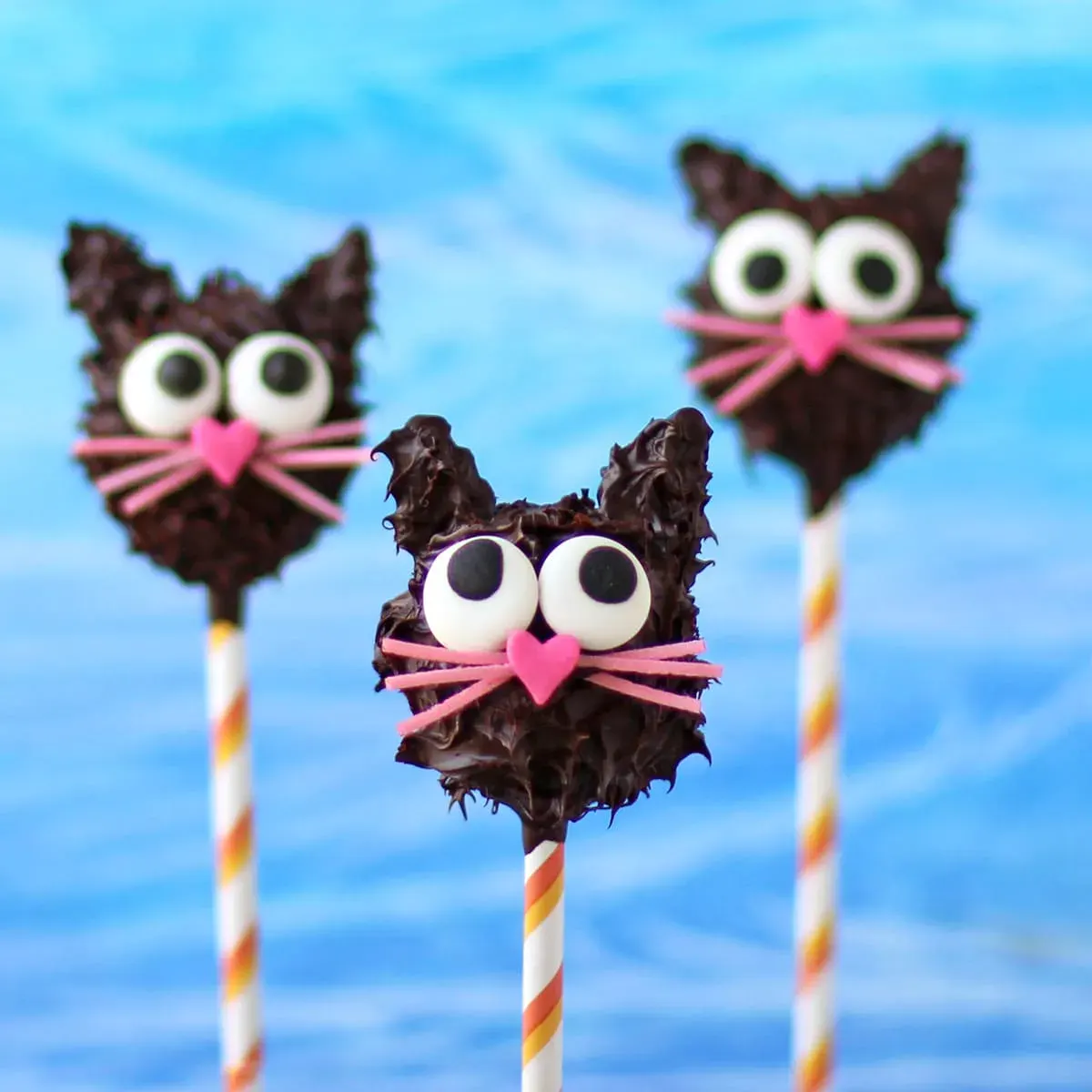 Black Cat Cake Pops – These fuzzy black cats with giant candy eyes and pink whiskers are just the right mix of cute and spooky.