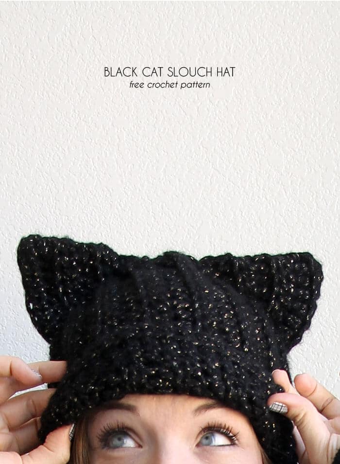 Black Cat Slouch Hat Free Crochet Pattern Persia Lou