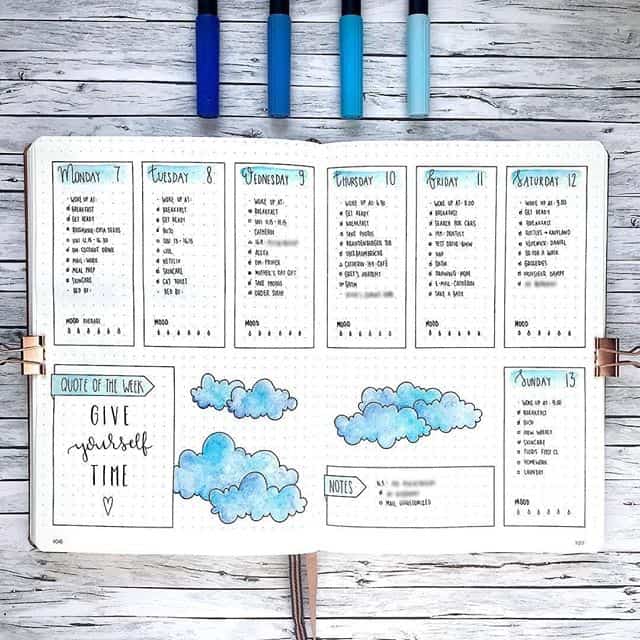 Blue clouds weekly spread