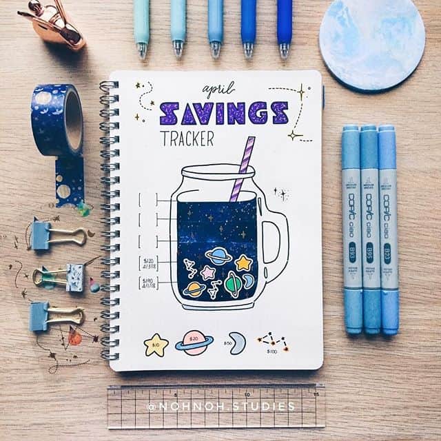 Blue savings tracker spread