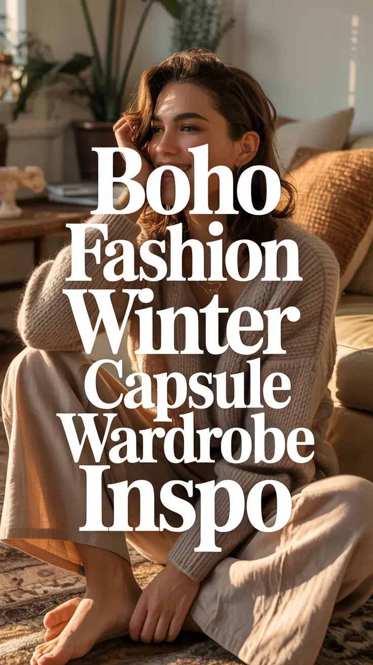 Build the perfect boho fashion winter capsule wardrobe with just 12 cozy staples! From chunky knits and maxi skirts to embroidered boots and suede jackets, here’s how to mix and match pieces for endless boho winter outfits. #BohoFashion #WinterOutfits #BohoStyle #CapsuleWardrobe