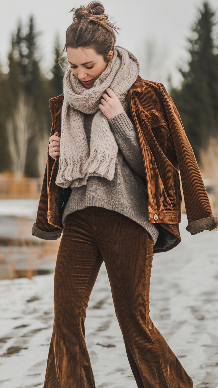 Winter is the perfect season to play with textures. Velvet, corduroy, and wool all scream boho and are great for creating cozy outfits that don’t feel bulky. Mix textures within your outfit to add depth and dimension, making the ensemble look rich and intentional.