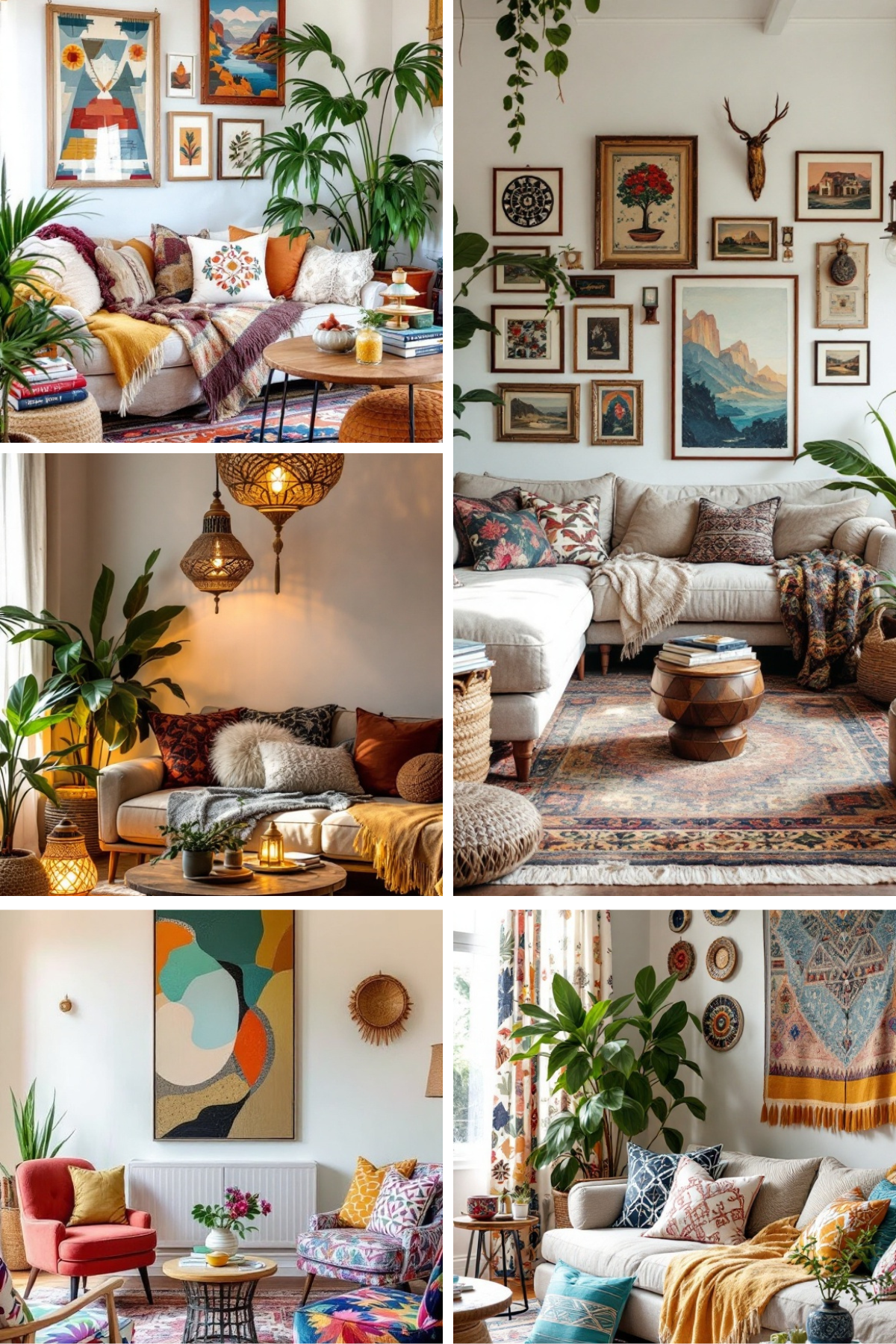 Transform your space with these creative boho maximalist living room ideas! 🌺 From dramatic colors to unique lighting, find your perfect style. #HomeDecorLover #BohoDecor #Maximalism