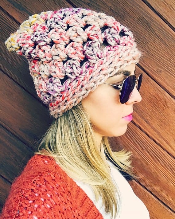 Boho Slouch Crochet beanie Pattern