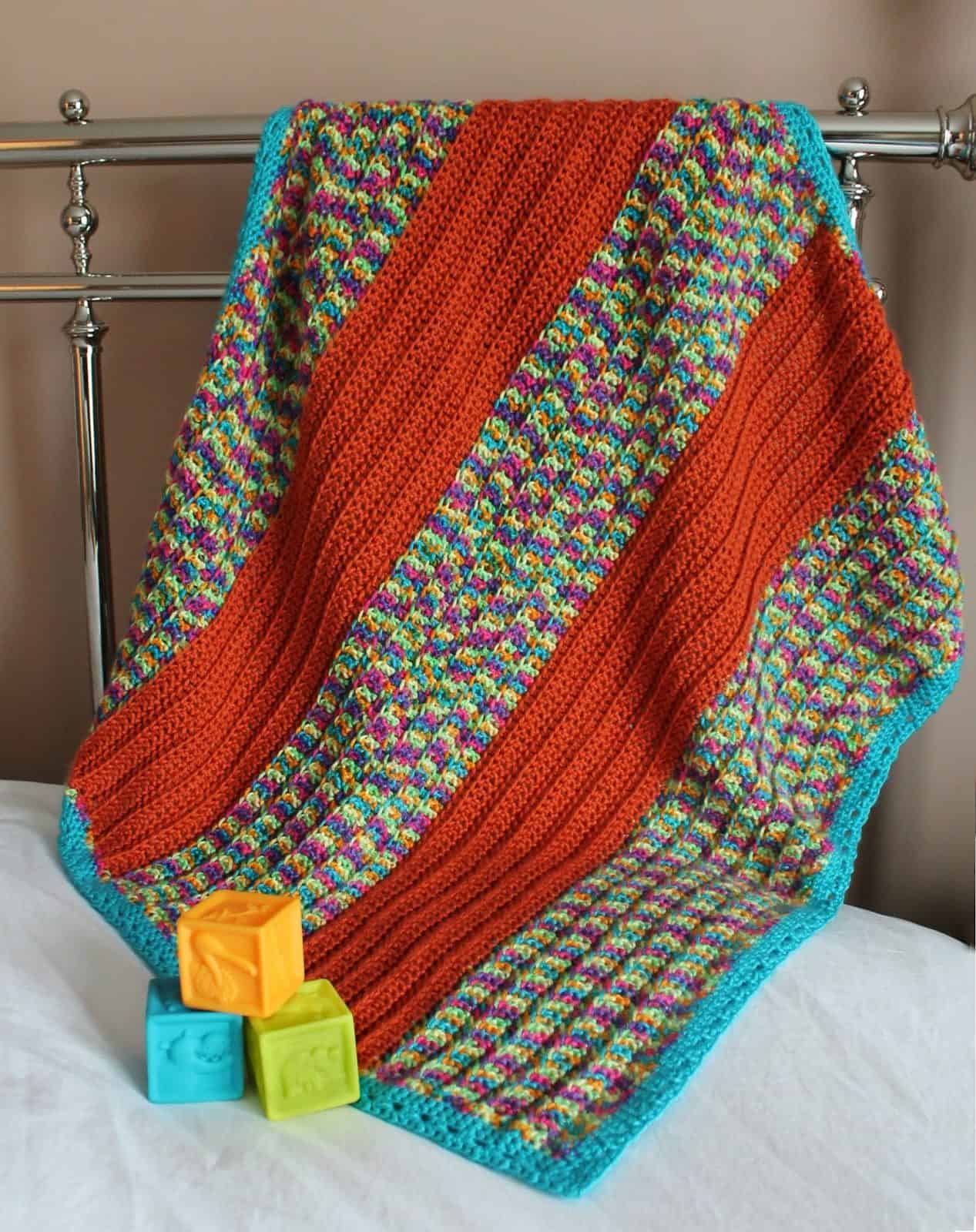 Broad Stripe Baby Blanket Crochet Pattern