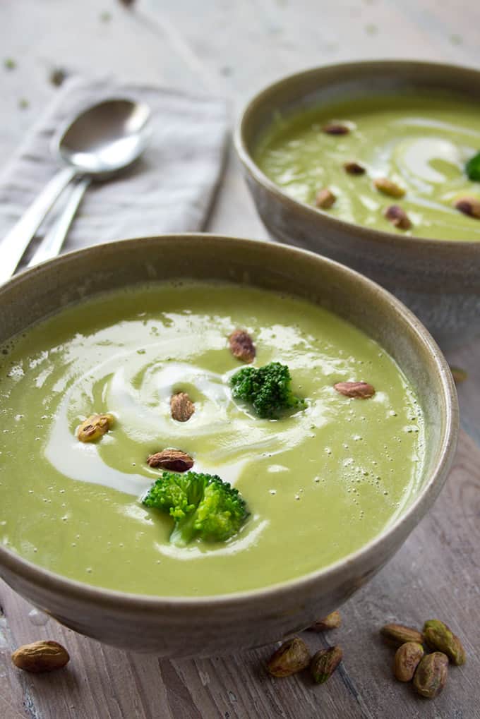Creamy Broccoli Pistachio Soup