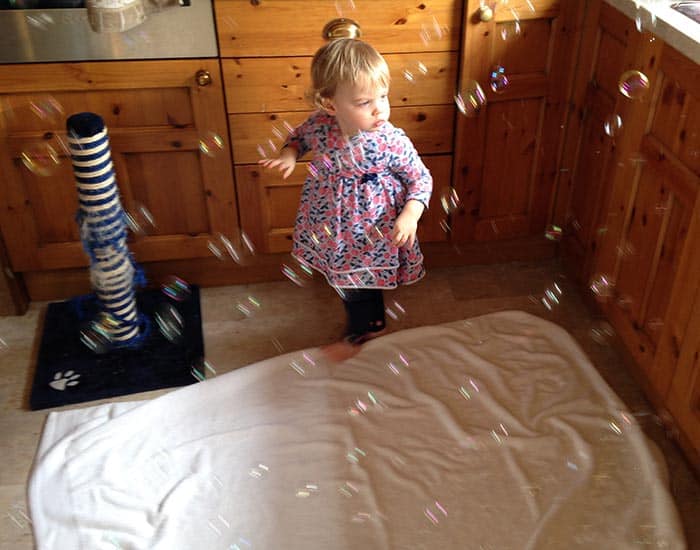 You can have so much fun playing with bubbles indoors!