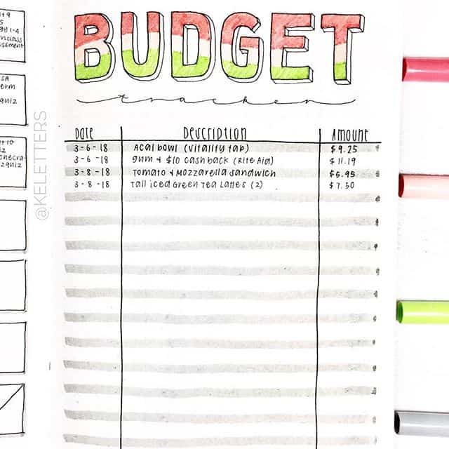 Budget Tracker for Bullet Journal