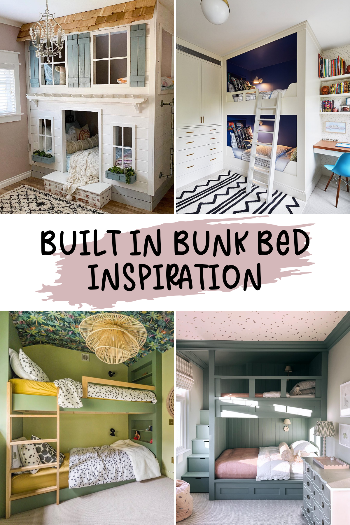 Built-in bunk beds are a must for any family looking to save space and add a dose of style! Check out these fab designs – think built-in storage, staircases, and even slides for a playful twist. Your guests (or kids!) will love them! 💕 #RoomInspo #BunkBeds