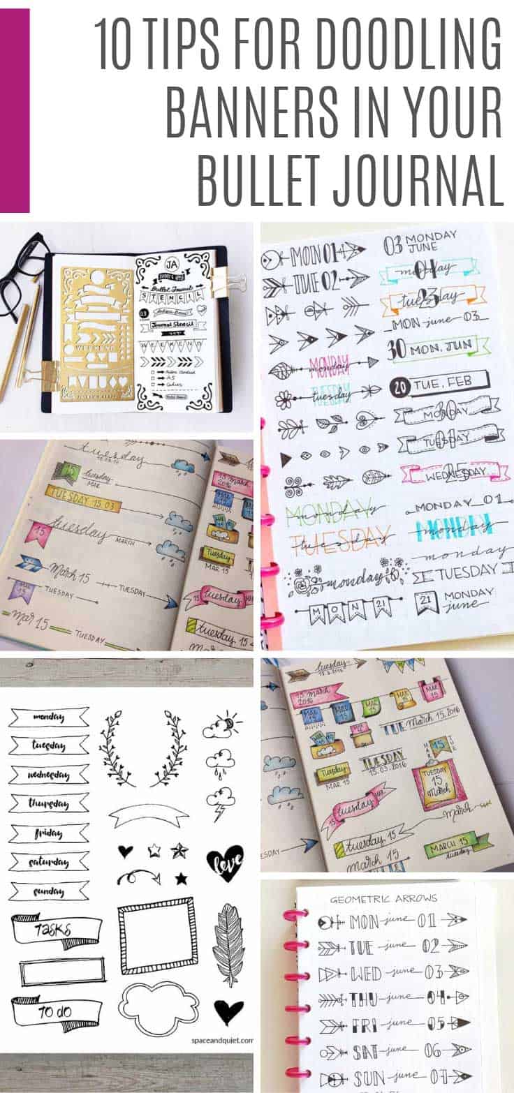 So many GORGEOUS bullet journal banners you will want to use in your own journal. Including tips on how to draw them!