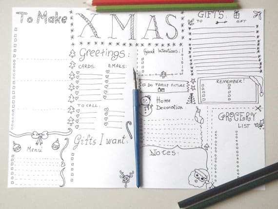 Bullet Journal Christmas Spread Printable