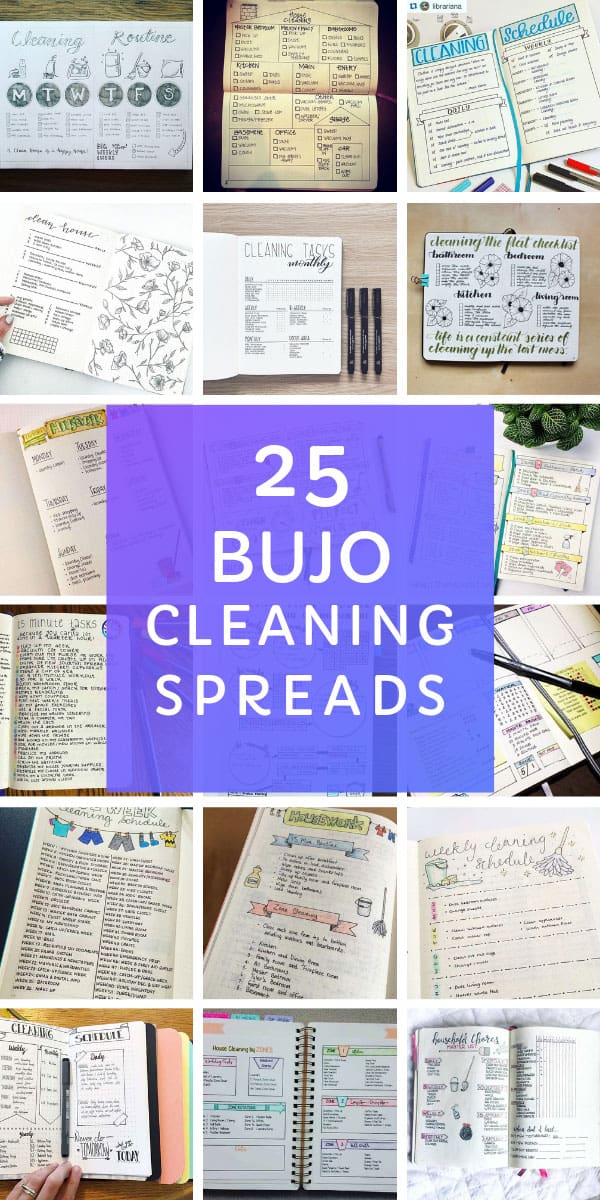 These bullet journal cleaning spread ideas are just what you need to stay on top of your chores! Includes ideas for FlyLady and KonMarie spreads #bulletjournal