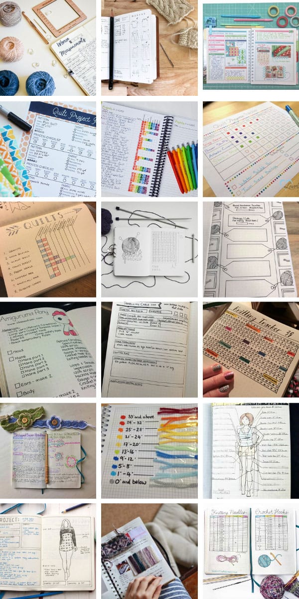 These bullet journal craft trackers will help you keep track of your knitting, crochet or quilting projects #bulletjournal #crafts