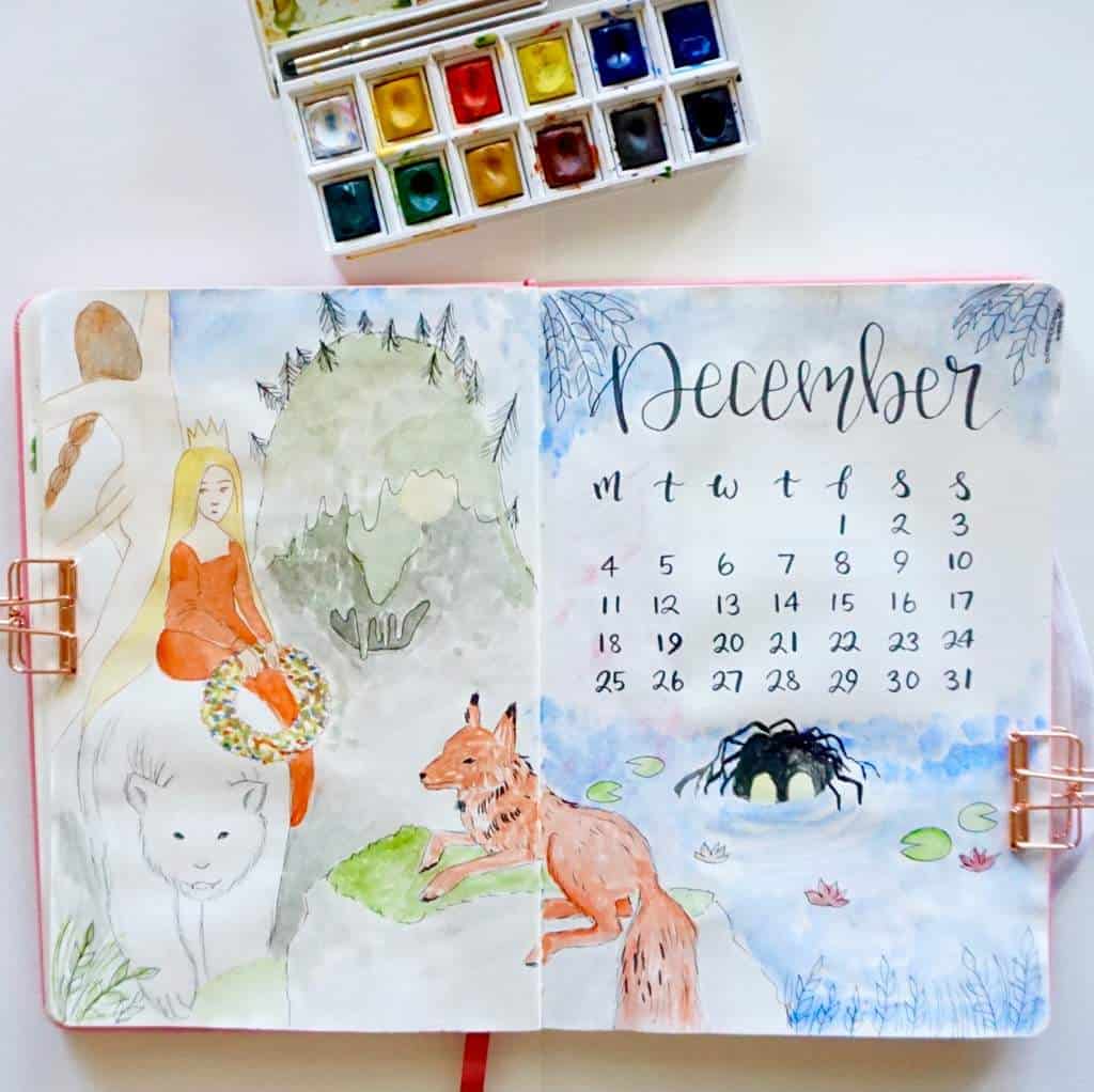 Bullet Journal December Cover Page Folktale