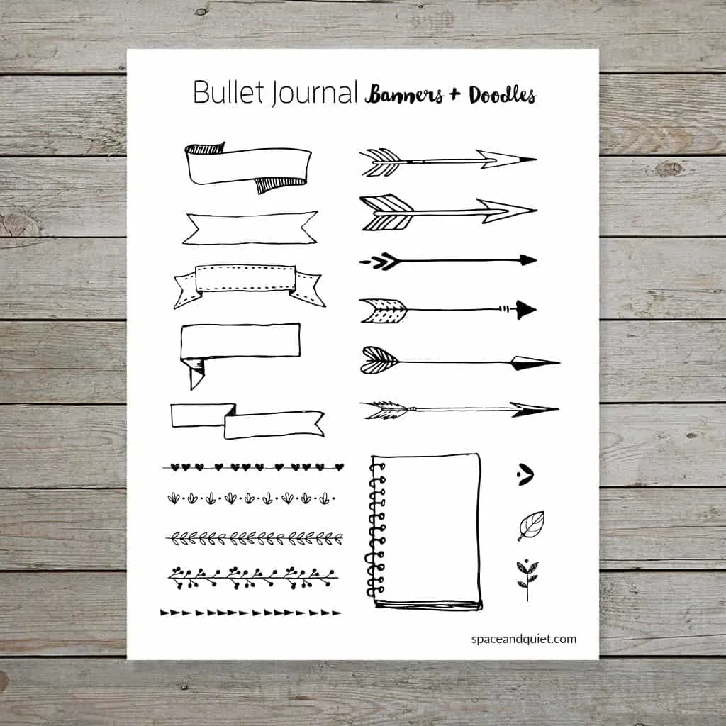 Bullet Journal Doodle Banner Printable